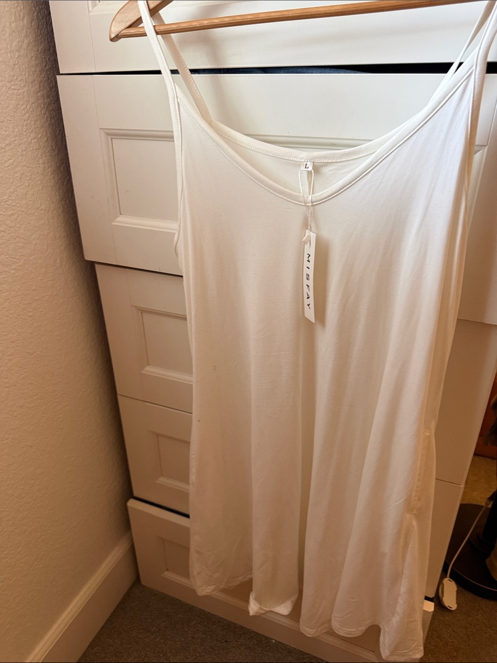 Naked Wardrobe White Slip Dress - Minimal Spaghetti Strap